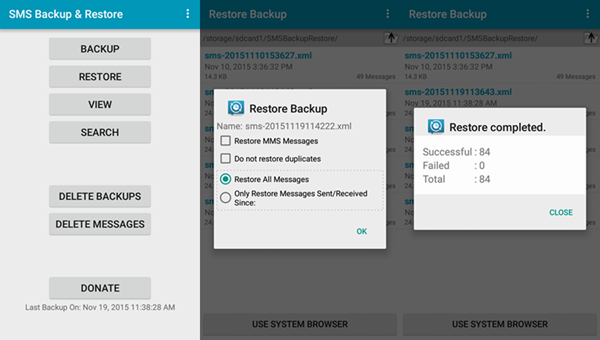 sms restore