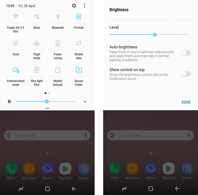 change settings of screen brightness