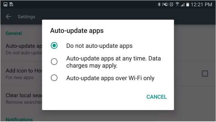 stop automatic update of apps