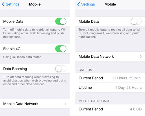 switch off mobile data entirely