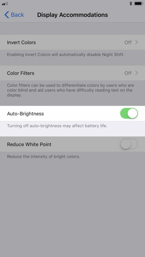 Switch off auto brightness feature