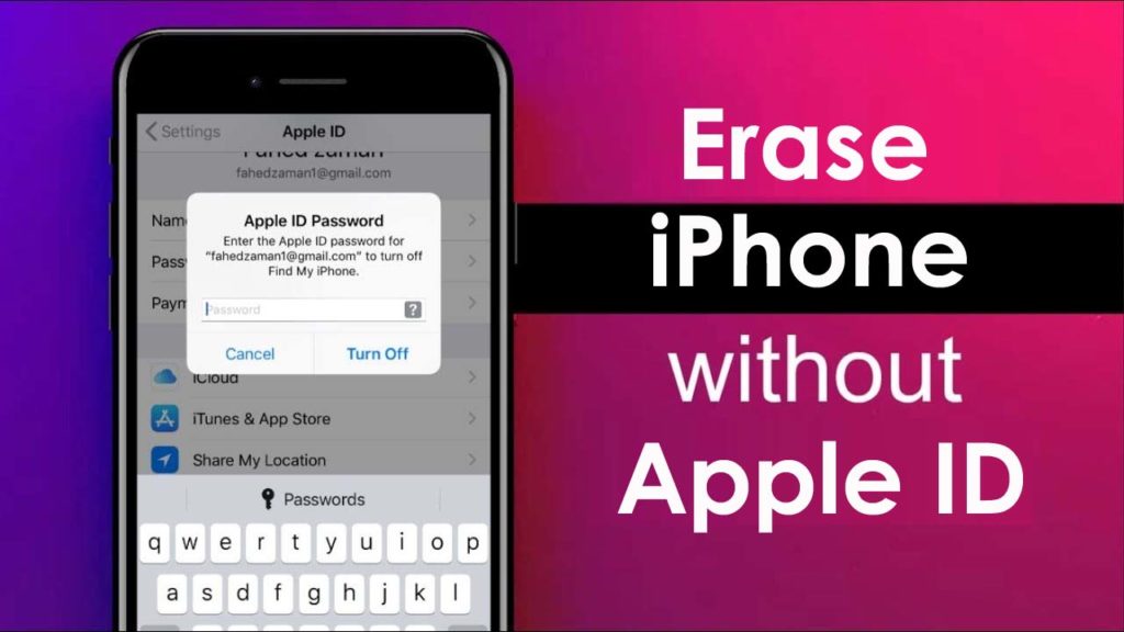 how to erase iphone without apple id