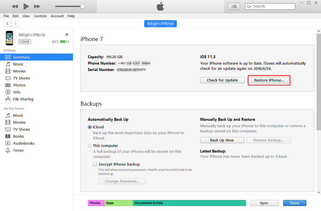 recuperar através do iTunes