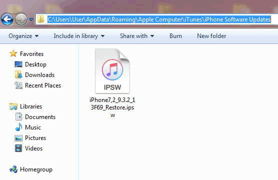 remove IPSW file