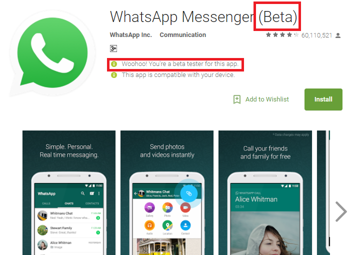 Install WhatsApp beta version