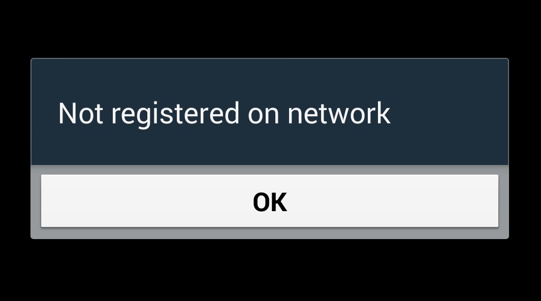 not registered on network