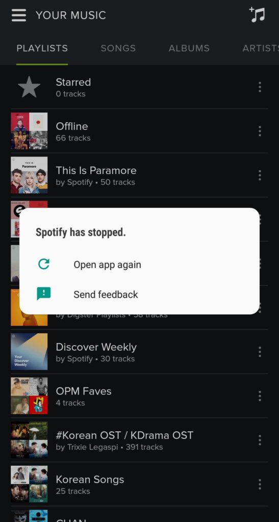 spotify crashing android