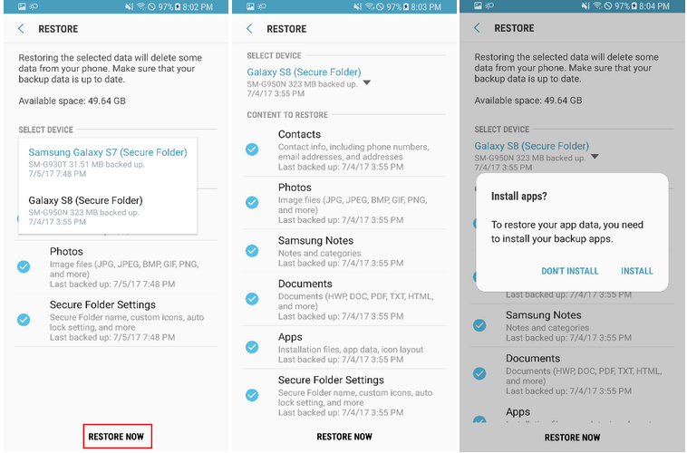 samsung secure folder factory reset