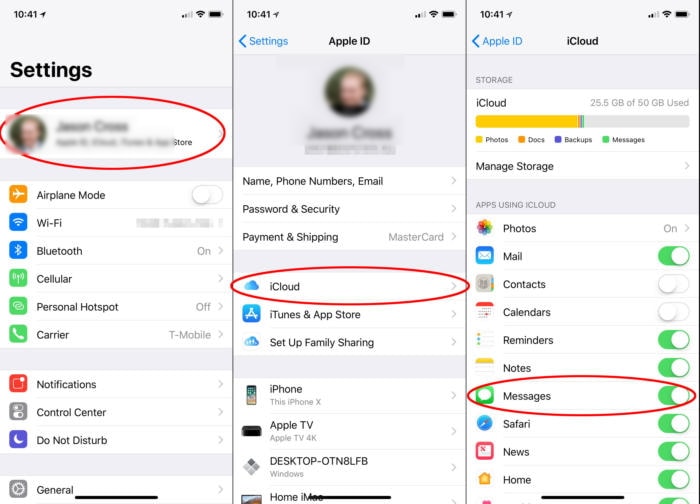 turn off messages in icloud