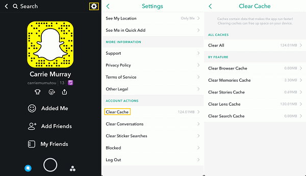 snapchat-clear-cache