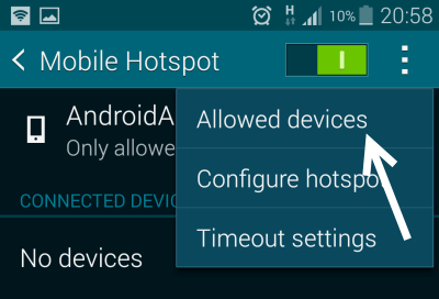 add your device to hotspot allowed devices