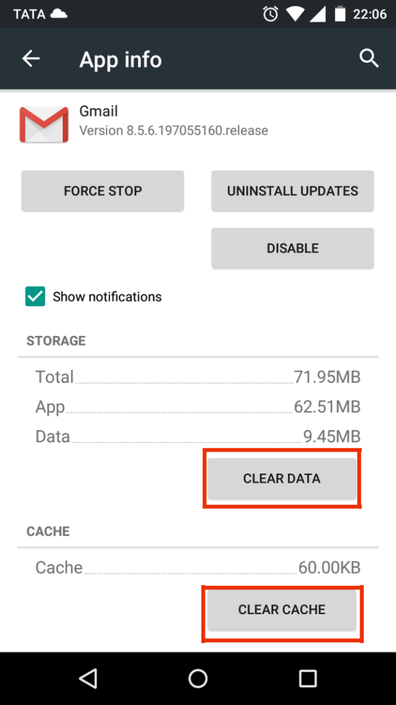 clear gmail cache