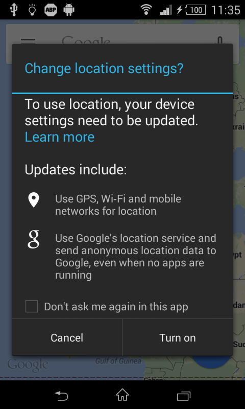 reset the location settings