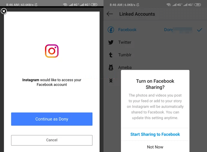 ensure facebook is linked to instagram2