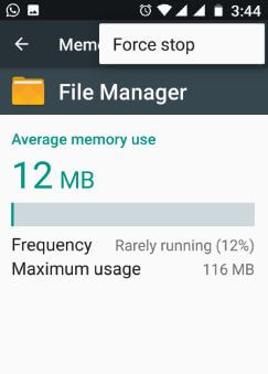 force stop memory usage