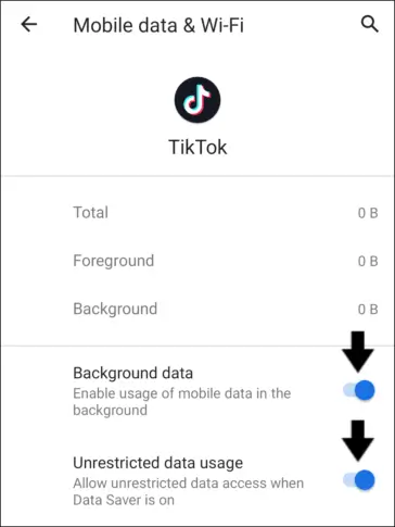 enable background data usage tiktok2