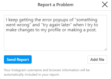 Instagram report problem2