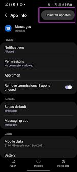 uninstall updates of messages
