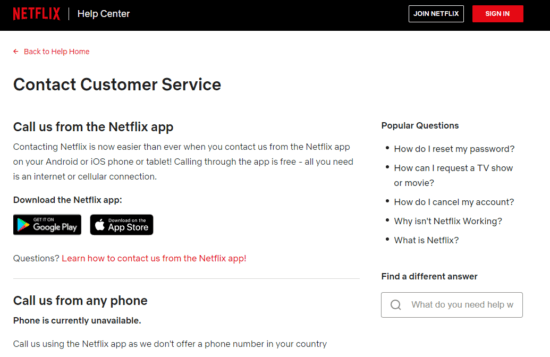 contact Netflix support