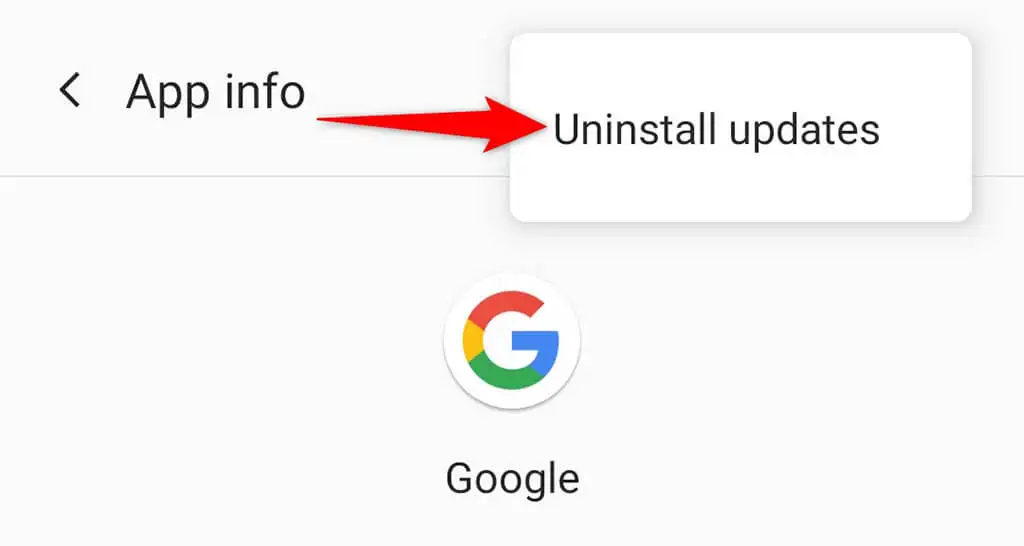 uninstall Google app updates