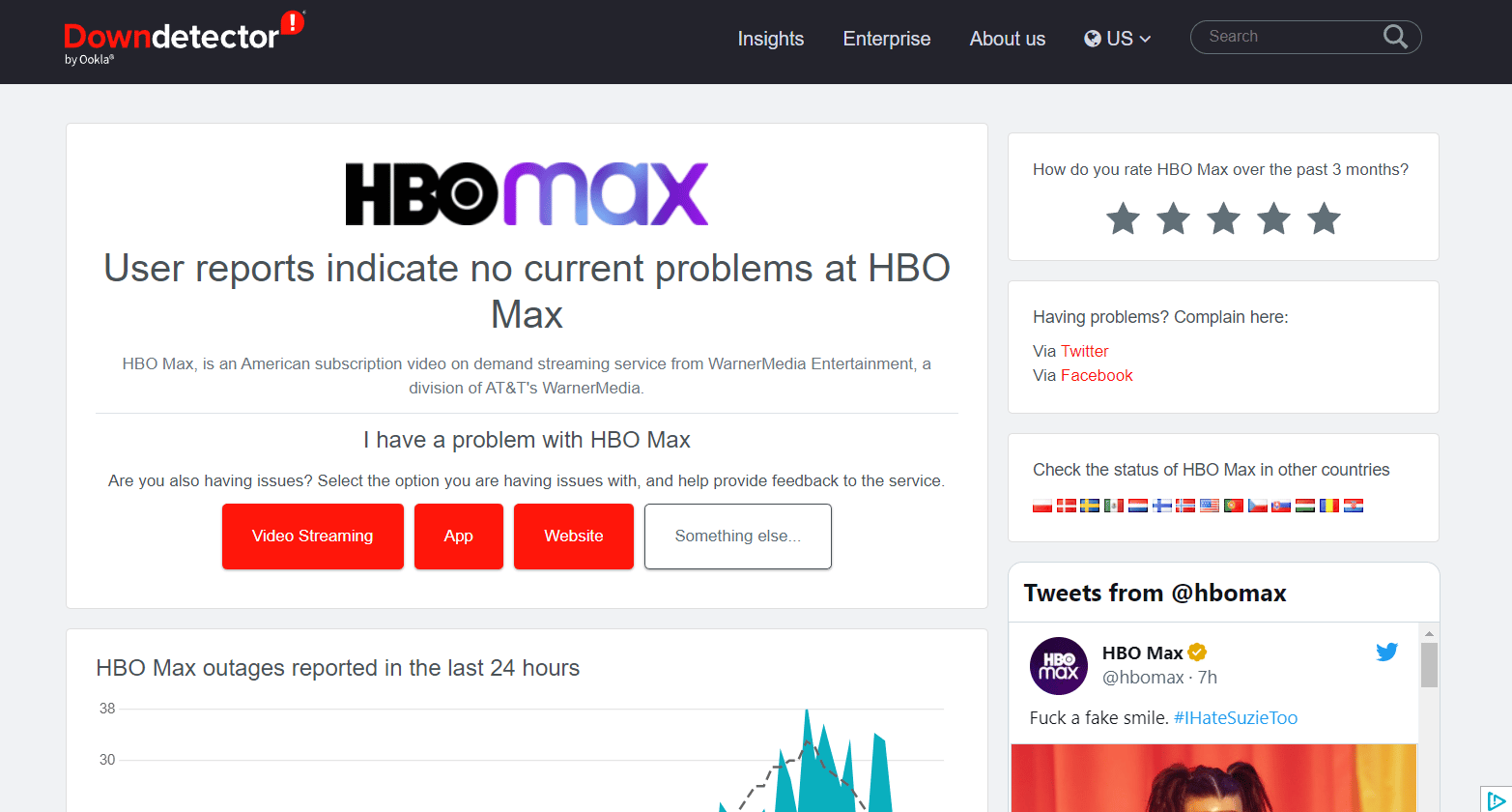 hbo max server status