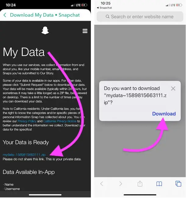 download snapchat photos from server