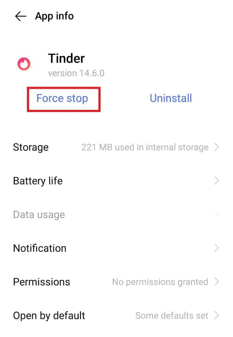 Force Close Tinder App