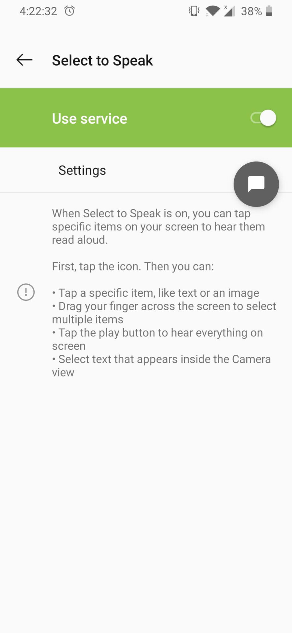 Disable Select To Speak Shortcut