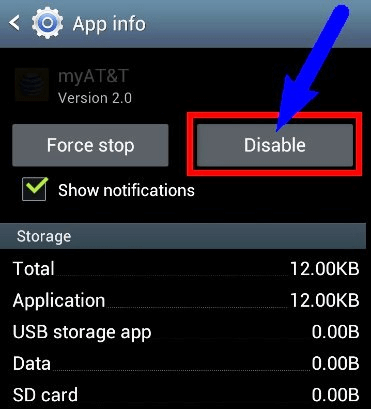 disable apps from android