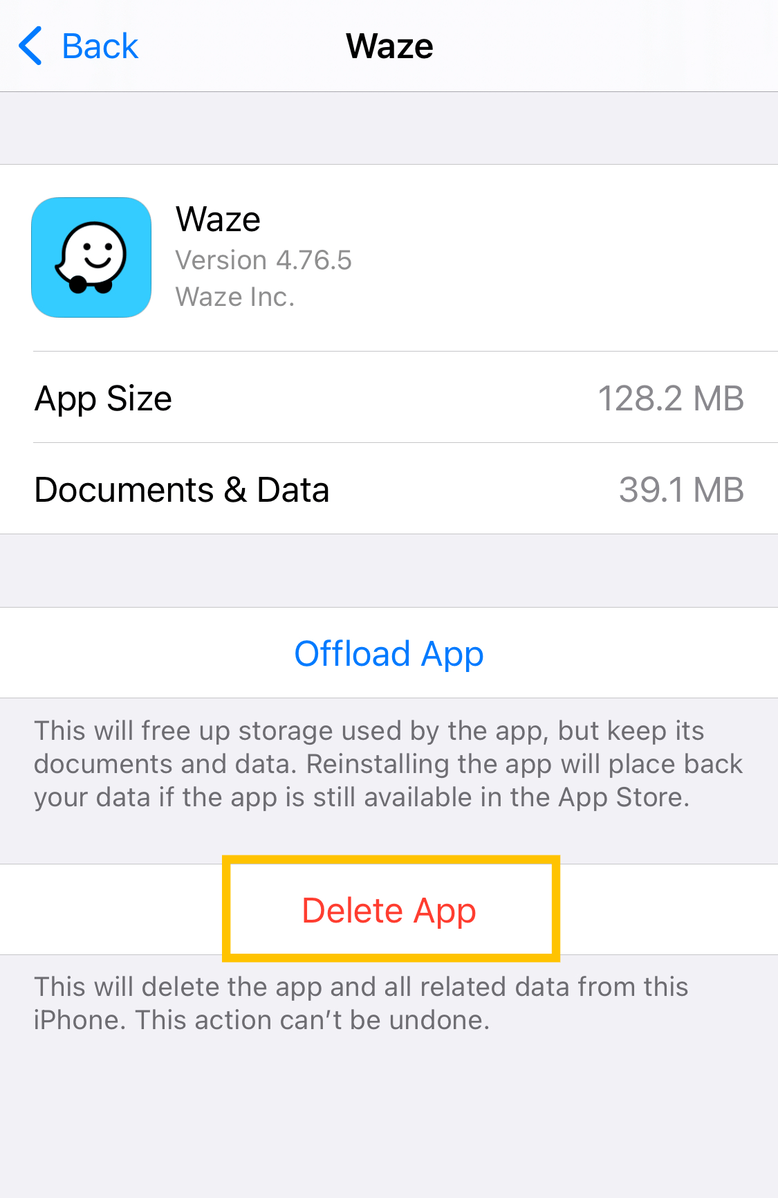 uninstall waze app