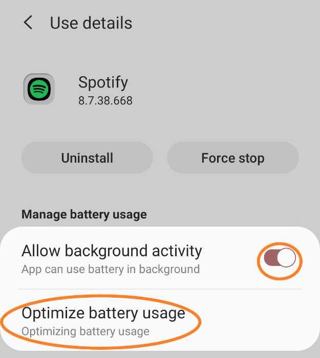 spotify battery optmization