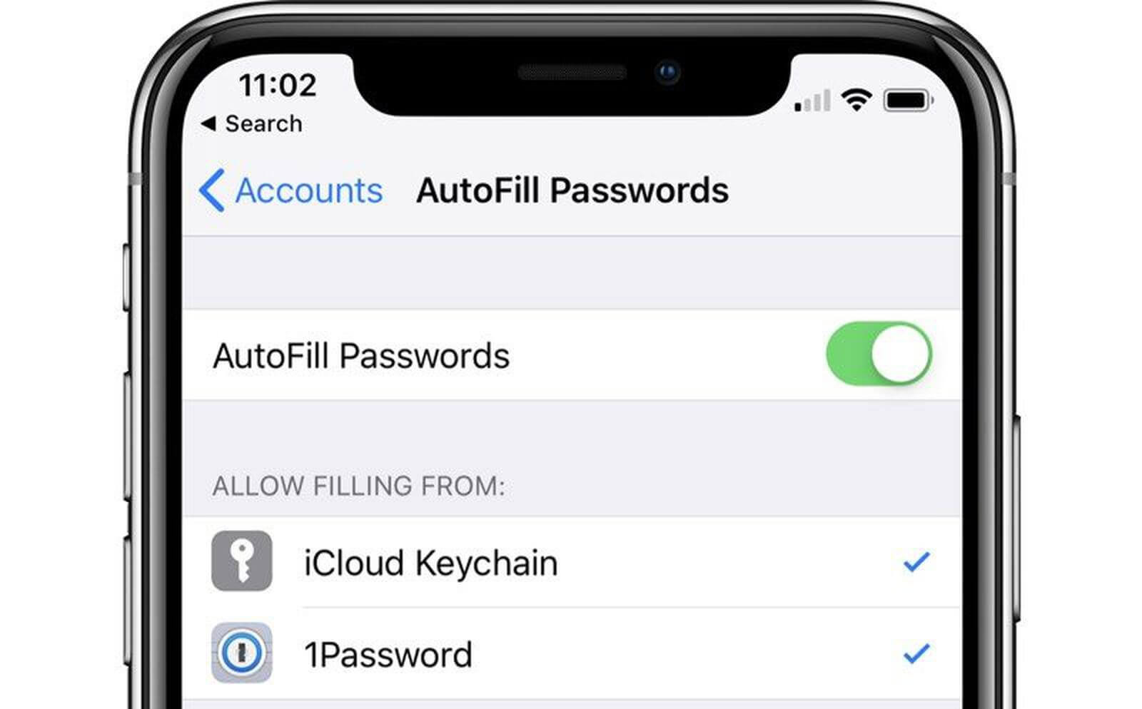 enable autofill for 1password